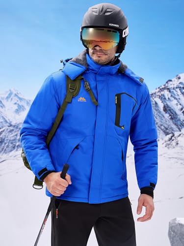 Image of WULFUL Men's Ski Jackets Warm Winter Snow Windbreaker Resistant Snowboard Fleece Coat Mountain Waterproof Parka with Hood