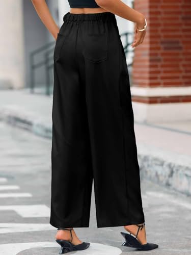 Cicy Bell Womens Wide Leg Dress Pants Elastic High Waist Pleated Work Pants Business Casual Trousers Black2