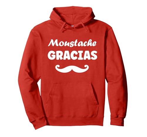 Barbe Hipster Moustache Gracias Homme Humour Moustache Sweat à Capuche, Unisexe pour Adultes, Rouge, XXL