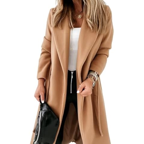 Ladiyo Womens Classic Long Belted Coat Cover