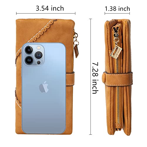 Image of Bird&Fish Women Vegan Leather Wallet Bifold Clutch Large Capacity Card Organizer Buckle Long Purse for Girls Candy Color