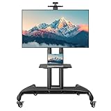 ECOTINY Mobile TV Stand with Wheels for 32-83 Inch 4K Flat Screen TVs, Rolling TV Car with Shelf Holds Up to 132 lbs, Height Adjustable Portable TV Stand for Meetings, Home Office, Max VESA 600x400mm