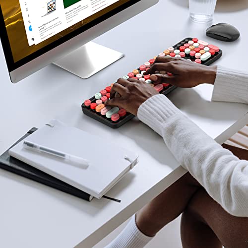 Image of Dilter Wireless Keyboard and Mouse Combo, 104 Keys Full-Sized 2.4 GHz Round Keycap Typewriter Keyboards, USB Receiver Plug and Play, for Windows, Computer, PC, Laptop, Desktop (Black Colorful)