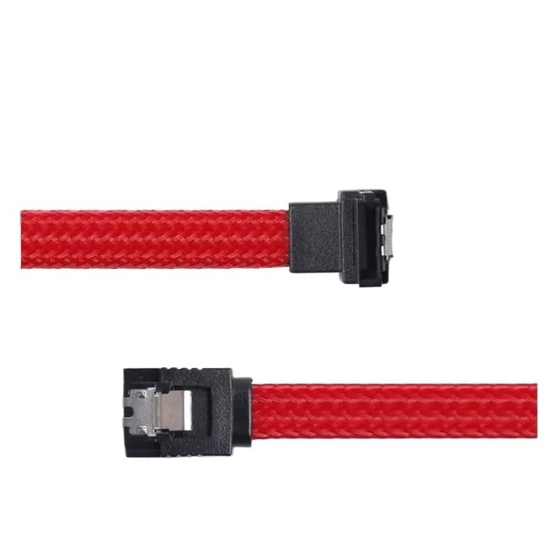 Cable SATA 3.0 III 7Pin 50 cm con funda de nylon rojo y negro miniatura 4