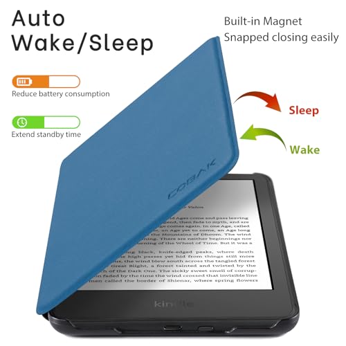 Image of CoBak Case for All New 6 Inch Kindle 2024 and 2022 (11 Generation) - PU Leather Smart Cover, Auto Sleep and Wake, Premium Protective Case for Kindle Basic