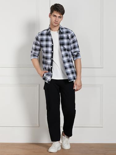 Image of Dennis Lingo Men Cotton Lycra Solid Stretchable Cargo Trousers