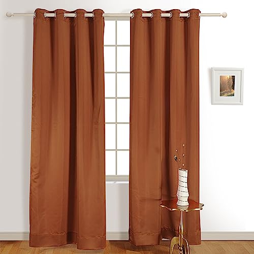Image of Swayam 100% Blackout Polyester Door Curtain for Living Room & Bedroom | 7.5 Feet | Room Darkening Curtain with Eyelets | Pack of 1 | Ethnic Motif Design - Brown