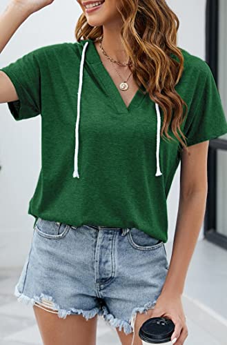 Image of Womens Long Sleeve V Neck Hoodie Sweatshirts Lightweight Pullover Tops
