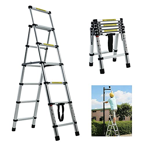 Extension Ladder 5+6 Step Ladders for Home Aluminium Herringbone Ladder 5.34FT Telescoping Ladder