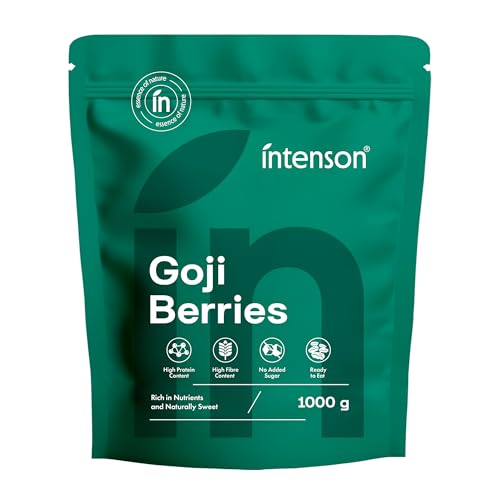 Intenson Baies de Goji Séchées, 1000 g, Super-aliment Naturellement Sucré, Riche en Fibres, Antioxydants et Protéines Végétales, Vegan, Sans Gluten, Sans...