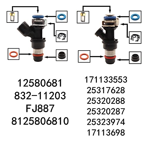 Haneex 8Set Fuel Injector Repair Seal Kit For For 99-07 Gm Chevy Silverado 1500 Gmc Sierra Fj887 4.8/5.3/6.0L 17113553 25317628 12580681 #TOP1