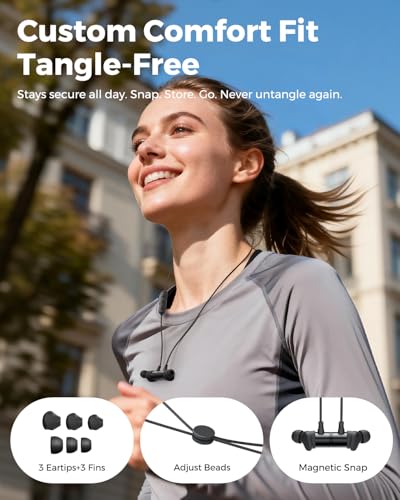 Image of Truefree Wireless Earbuds, HD-100 Bluetooth 6.0 Sport Earphones, Magnetic Wireless Headphones, 11mm Driver Spatial Audio, IP67 Waterproof, 20H Playtime, AI Enhanced Calls, App Control, Dual Connection