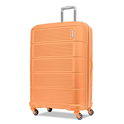 Image of American Tourister Stratum 2.0 Expandable Hardside Luggage with Spinner Wheels, 28-Inch Checked-Large, Papaya