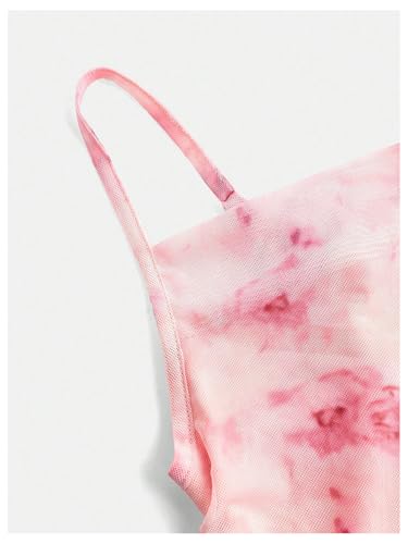 GORGLITTER Girl's Floral Dress Mesh Sleeveless Mini Dresses Cowl Neck Strappy Short Dresses Cute Coquette Summer Dress3