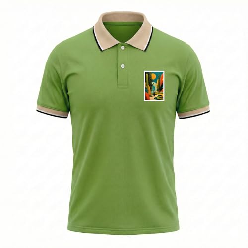Image of Regular Fit Solid Half Sleeve Casual Tipping Collar Polo T-Shirt for Men