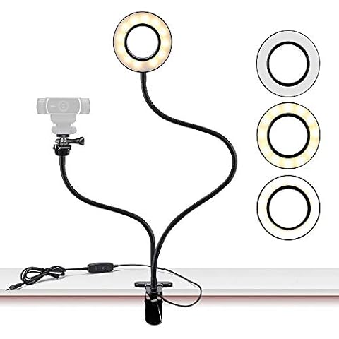 Webcam Light Stand for Live Stream, Selfie Ring Light with Webcam Mount for Logitech C925e, C922x, C930e,C922,C930,C920,C615,Brio 4K,Streamcam Cover
