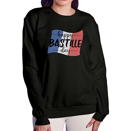Sweatshirt femme Happy Bastille Day 14 juillet en coton confortable fete nationale