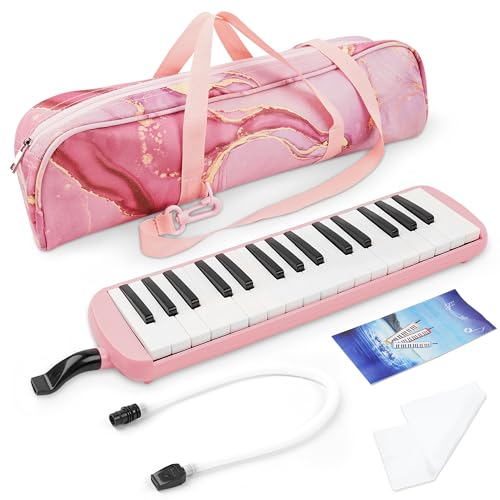 Haecsfl 32 Keys Melodica Instrument, Soprano Melodica Air Piano Keyboard Pianica with 2 Soft Long...
