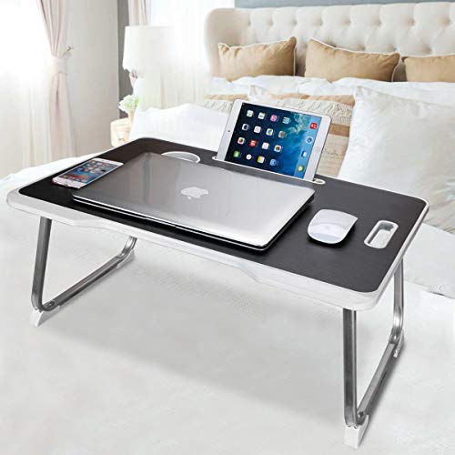 Laptop-Betablett mit Griff, tragbarer Laptop-Schreibtisch, Notebook-Ständer, Lese-Halter mit klappbaren Beinen und Becherschlitz und