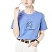 JTMIX Bluse Donna Casual Estiva Manica Corta Girocollo Stampa T-Shirt Donna Casual Viaggio Classico semplicità Top Donna Abbigliamento Quotidiano Tutto-Fiammifero Camicetta Donna E-Blue S