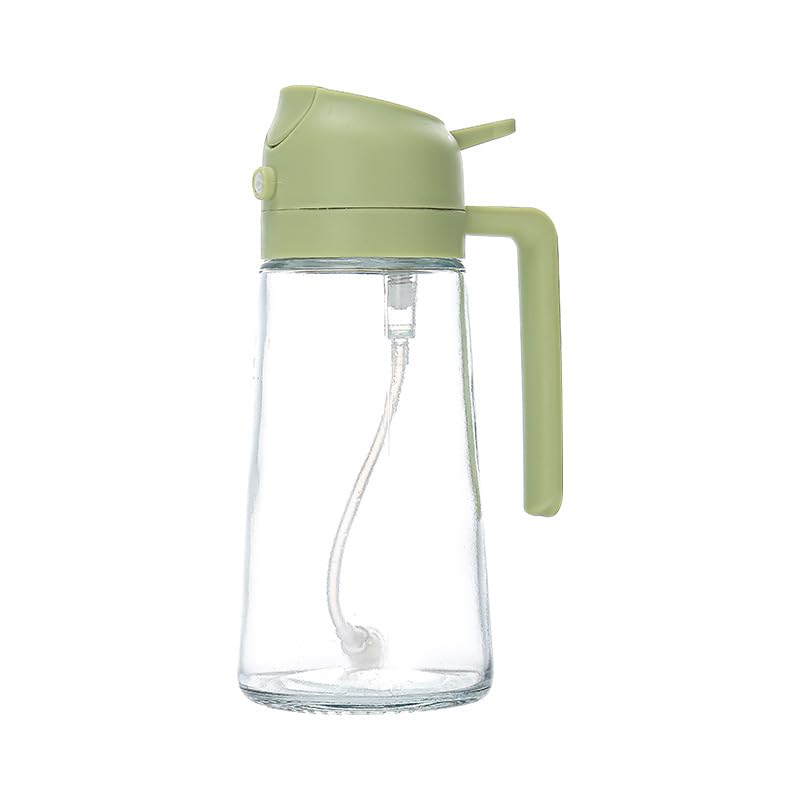 16 oz Kitchen Oil Dispenser Bottle - 2-in-1 Olive Oil Dispenser and Oil Sprayer - 470ml Olive Oil Bottle - Oil Sprayer for Cooking, Kitchen, Salads, Grilling Greens (green)