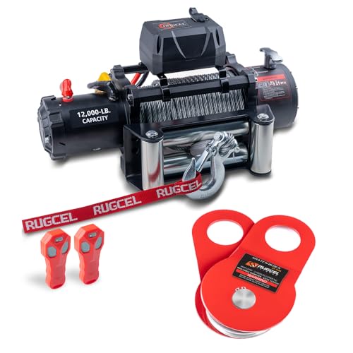 RUGCEL WINCH 12000lb Steel Rope +10T Snatch Block