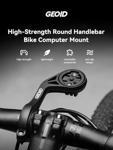 GEOID BM05 mount installed on a bicycle handlebar with the cycling computer attached.