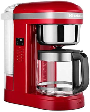5KCM1209, 1.7L Drip Coffee Maker, Filter Coffee Machine with Programmable Warming Plate, Spiral Showerhead & Reusable Filter, 24-Hour Timer, Empire Red
