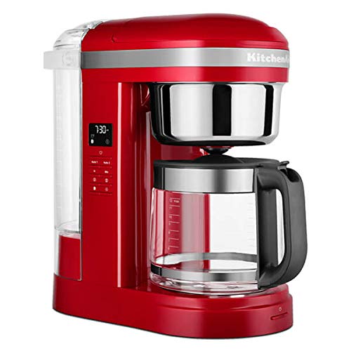 KitchenAid 1.7L Drip Coffee Maker, 29-Hole Spiral Showerhead, Programmable Warming Plate, 24-Hour Timer, Variable Brew Strength, Reusable Filter, Empire Red