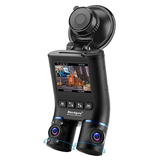Blueskysea B2W 1080P HD Dash Cam Dual Rotatable Front and Cabin Car Dashcam Driving Recorder Camera with IR-Cut Filter IR Night Vision Views 2'' Screen 32GB SD Card for Uber Lyft Driver