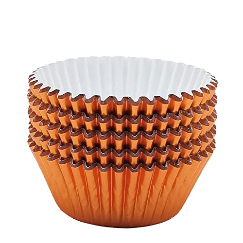 Image of Standard Orange Foil Cupcake Liners Muffin Baking Cups for Party and More, 100-Count