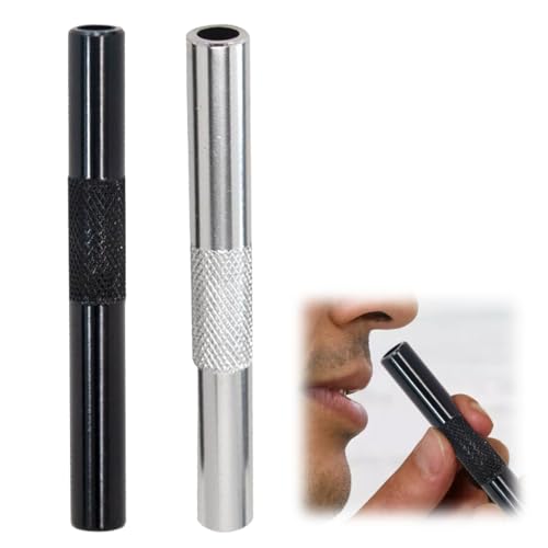 JAWUZ 2 Pezzi Cannucce in Metallo, Portatile S-Nuff Paglia 7Cm, Riutilizzabili di Alta Qualità per Picnic, Campeggio, Viaggi (Nero/Argento)