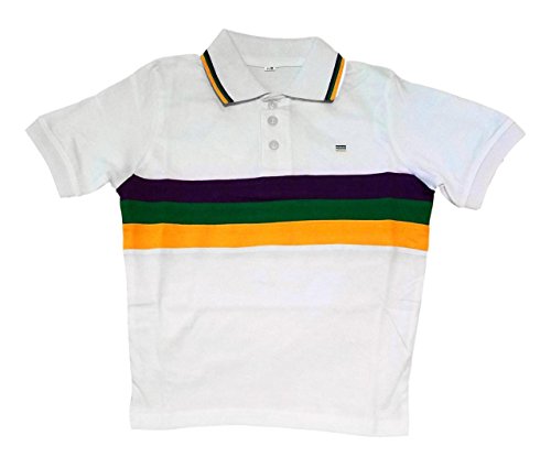 Child Mardi Gras Rugby White Purple Green Yellow Knit SS Shirt
