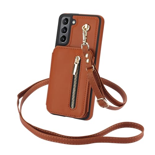 Étui portefeuille en cuir compatible avec Samsung Galaxy S21 protection antichoc fente carte