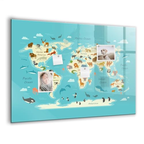 Tableau magnétique en verre mural carte du monde pour organiser le bureau et la maison