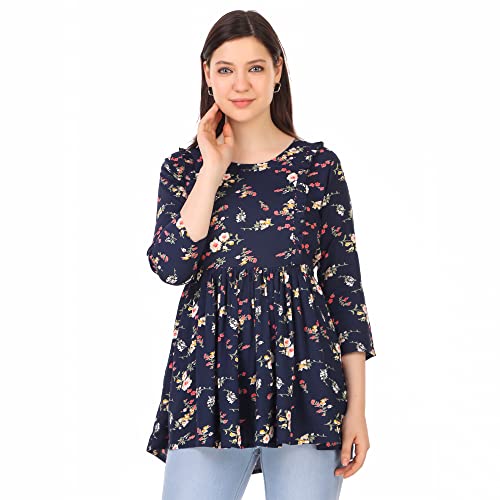 Image of ZUVINO Women's Maternity Feeding Top with Zip for Easy Nursing | Stylish Feeding Tops for Jeans | Maternity Short Kurti for Mothers | Nursing Dress for Women | 100% Rayon