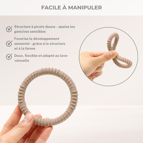 Anneau de dentition bébé en silicone sans BPA lot de 3 souple sensoriel jouet de dentition nouveau ne soulage les gencives cadeau naissance fille garcon anneaux mordeur ergonomique – Image 4