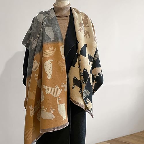 CORIRESHA Women's Cute Cat Scarf Cashmere Feel Elegant Winter Warm Shawl Holiday Gift3