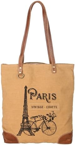 vintage crafts Paris Debonair Upcycled Canvas & Leather Tote Bag ...