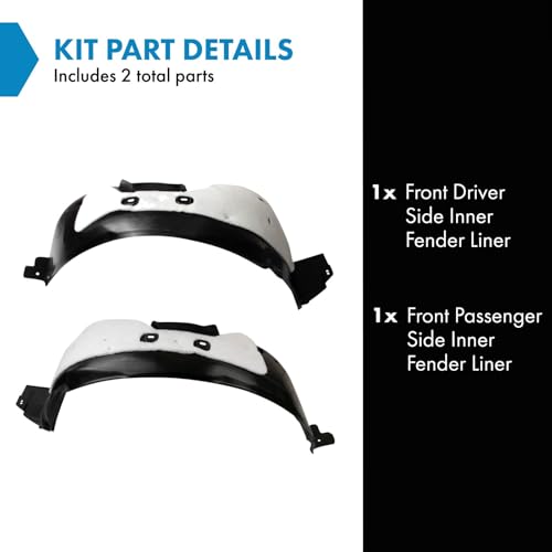 Image of TRQ Front Driver and Passenger Side Inner Fender Liner Set Compatible with 2011-2016 Chevrolet Cruze