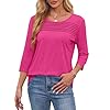 OFEEFAN-Womens-Tops-34-Length-Sleeve-Blouses-Dressy-Casual-Spring-Summer-Outfits-Pleated-Front-T-Shirts-Curved-Hem OFEEFAN Womens Tops 3/4 Length Sleeve Blouses Dressy Casual Spring Summer Outfits Pleated Front T Shirts Curved Hem
