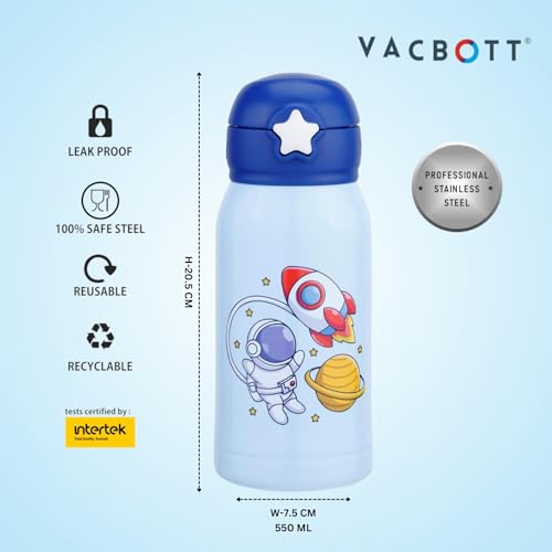 Image of CLAY CRAFT VACBOTT Kids Double Walled 18 Hours Hot and 24 Hours Cold Water Bottle-550ML, 2-Piece Steel Bottles for Travelling|BPA-Free|Leak Proof|BIS Certified|1Year Limited Warranty