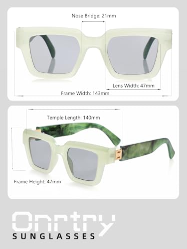 Image of Onrtry Fashion Square Sunglasses for Women Men Rectangle Thick Frame Sun Glasses 90s Designer Style Black Shades