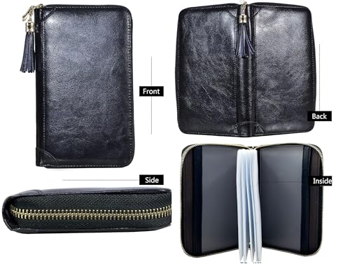 Image of Womens Credit Card Holder Wallet RFID Leather Small ID Card Case, 60 Card Slots - BlackNew, 7.67 inch x 4.6 inch x 1 inch (19.5 x 11.3 x 2 cm), Fashion