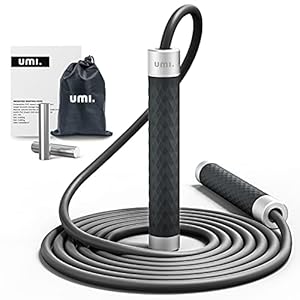 Umi Skipping Rope Adult Fitness，Weighted Speed Jump Rope，Aluminum handle with 95Gx2 detachable weight blocks Ideal for for Fat Burning，Boxing, Crossfit and MMA-Black