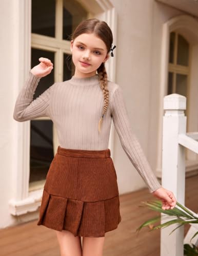 Image of Arshiner Girls Half Turtleneck Long Sleeve Knit Slim Sweater Pullover Tops