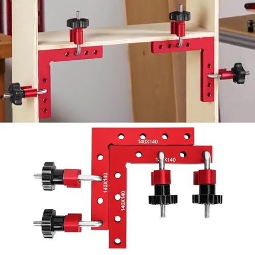 Aluminum Alloy Right Angle Positioning Ruler with 90 Degree Positioning Clip, Clamp for Carpenter DIY Enthusiasts (140X140MM)
