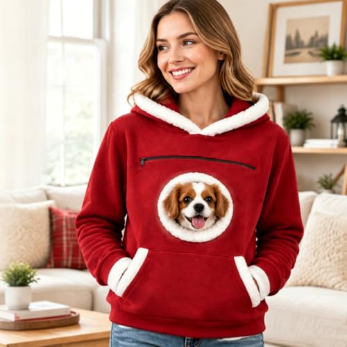 Cat Hoodie with Pouch Christmas Sweatshirt Kangaroo Pocket Dog Pouch Hoodie - image 2