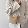 MEIZHITU Korbtaschen Damen Kleine Damen-Schultertasche Aus Stroh, Handgewebte Umhängetaschen Mit Riemen Sommer Strand Geldbörse(White) #4