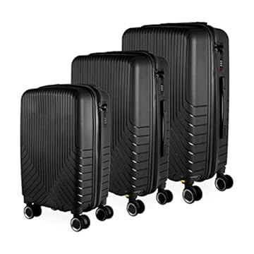 Cj Malas Polipropileno 3 Peças P, M, G Rodas 360 - Canadá (Preto)